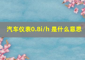 汽车仪表0.8i/h 是什么意思